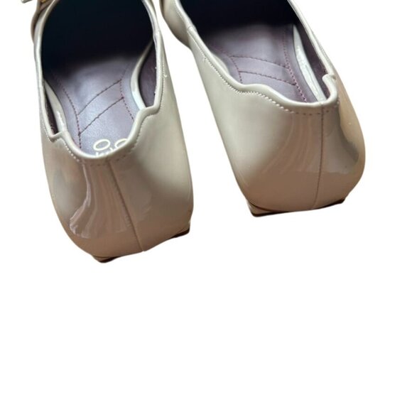 Franco Sarto Cream Patent Leather Buckle Flats With Square Toe & Low Heel Womens - Picture 6 of 10